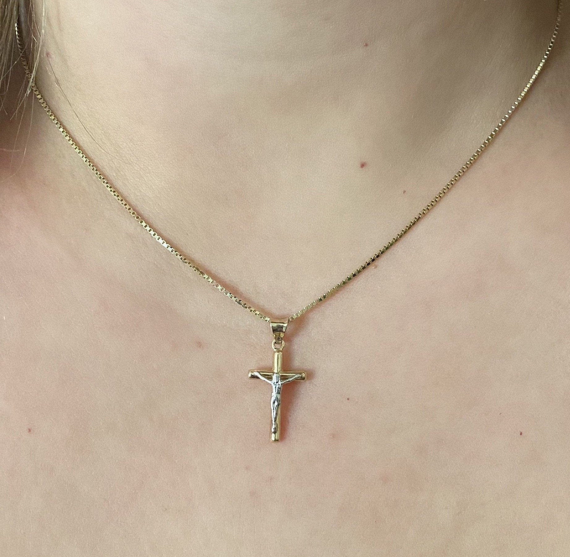 Two Tone Gold Cross Etsy