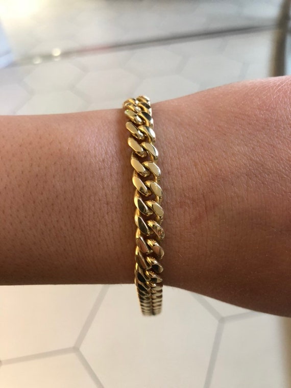 Gold Gold|unisex Stainless Steel Cuban Link Bracelet - Gold Color Chain For  Men & Women