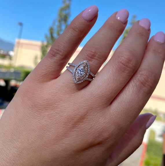Custom Marquise Diamond Two-tone Engagement Ring #101258 - Seattle Bellevue  | Joseph Jewelry