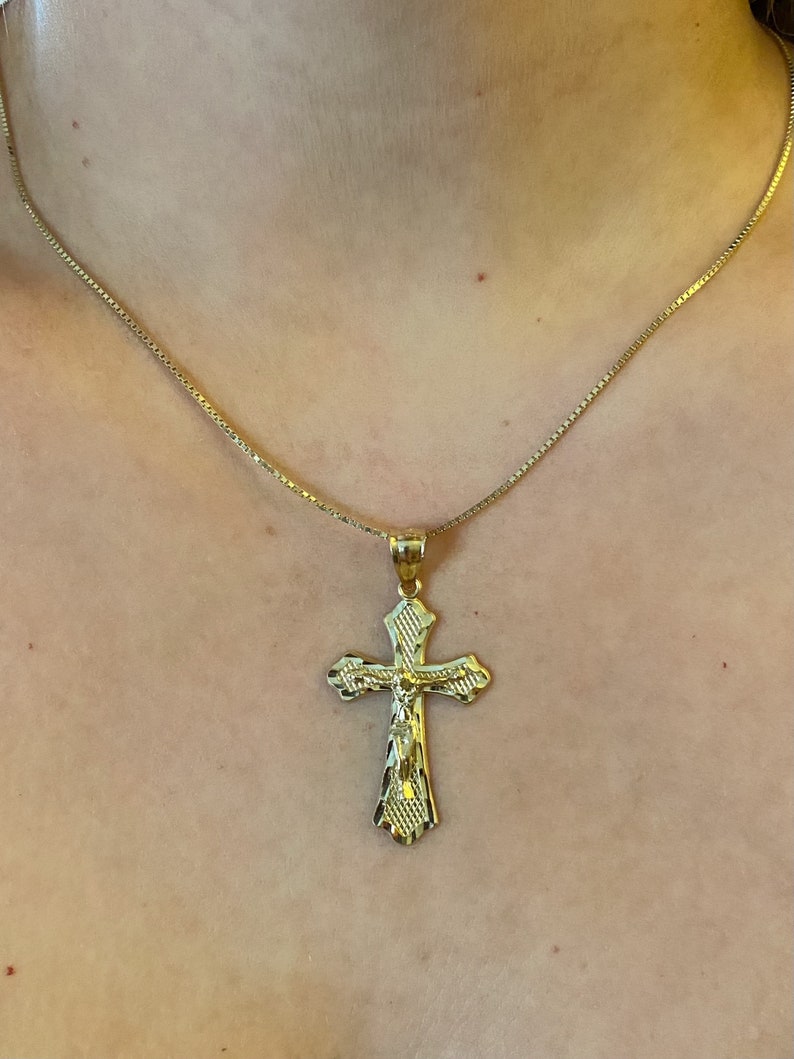 14k Gold Diamond Cut Crucifix Cross. Unique Gold Crosses. Etsy
