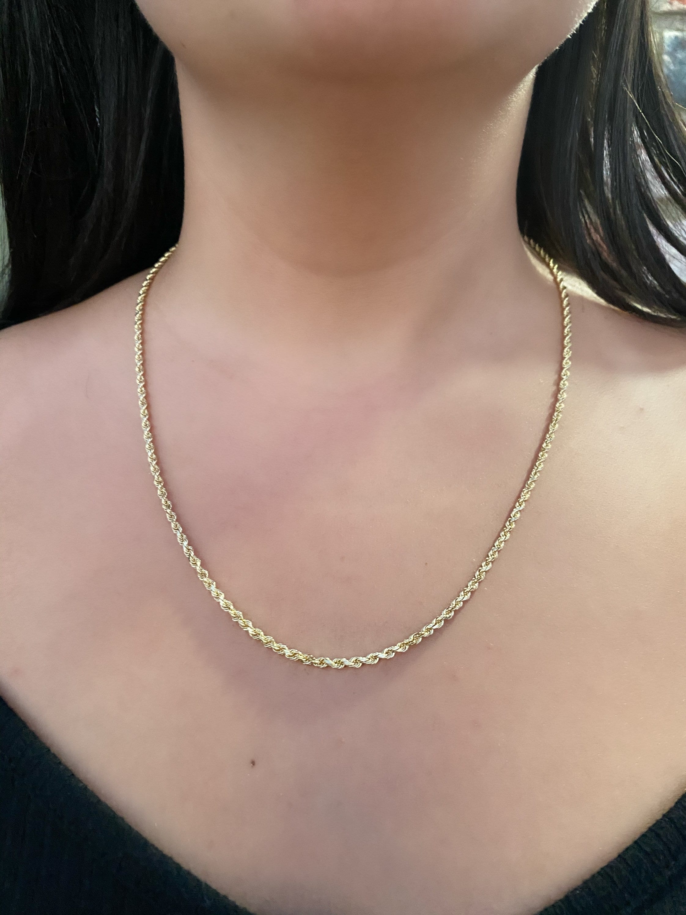 14k 2.5mm Rope Gold Diamond Cut Chain. Men’s Classic Rope Chain. 22 ...