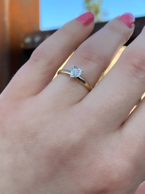 14k Heart Shape Diamond Solitaire Ring. 1 3 of a Carat Single