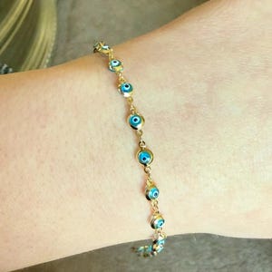 14k Gold Evil Eye Bracelet. Protection Bracelet gift. Good luck bracelet.