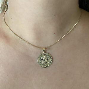 14k Gold Saint Christopher Medallion. St. Christopher Solid Gold Pendant. Protection Medallion. Jewelry gift.