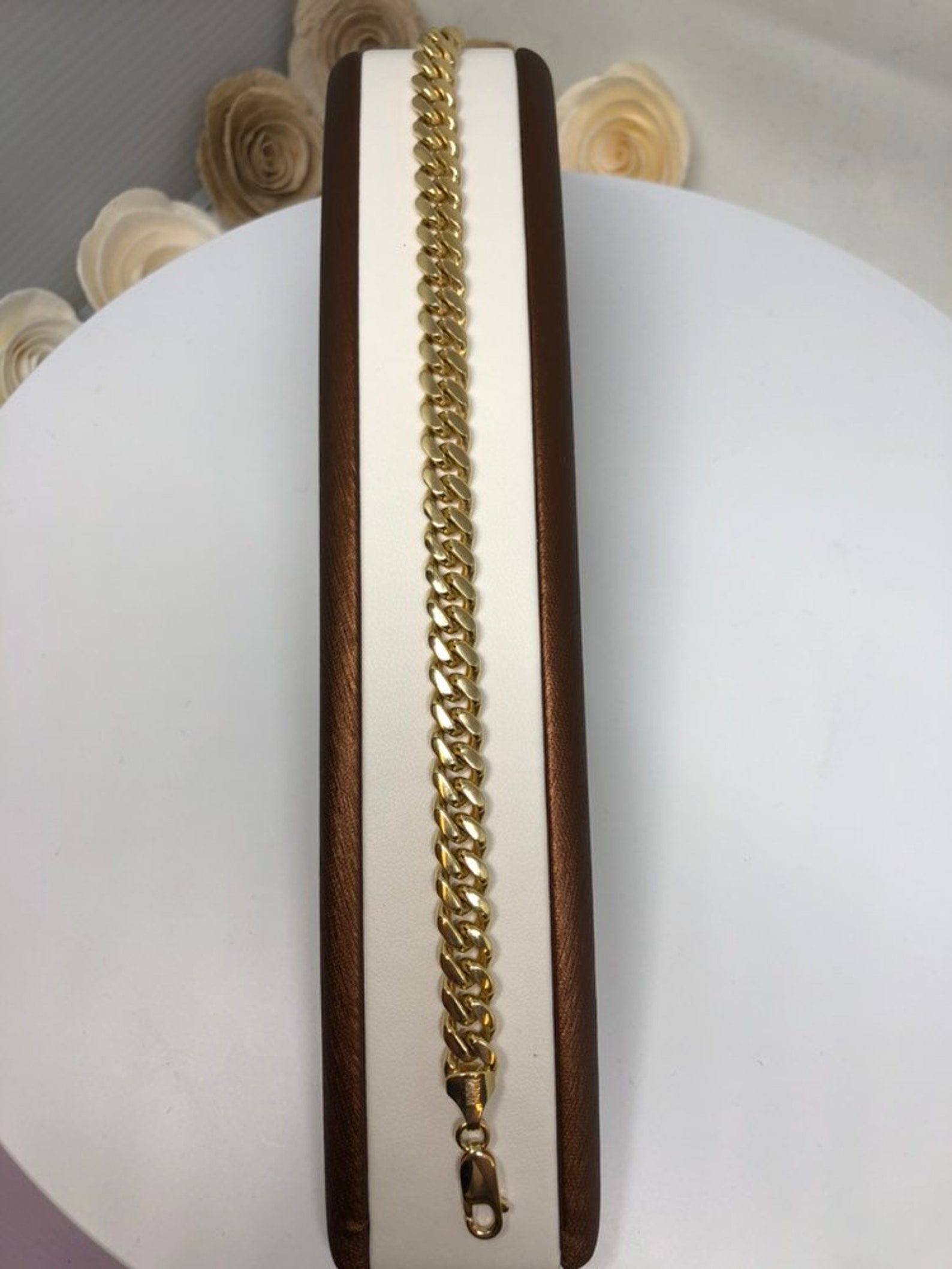 Harlembling Hip Hop Bracelet Men's Miami Cuban Link Bracelet - 14k Gold Plated Over 925 Sterling Silver, 14mm Wide, 8.5 Inch Sterling Silver Men's Bracelet