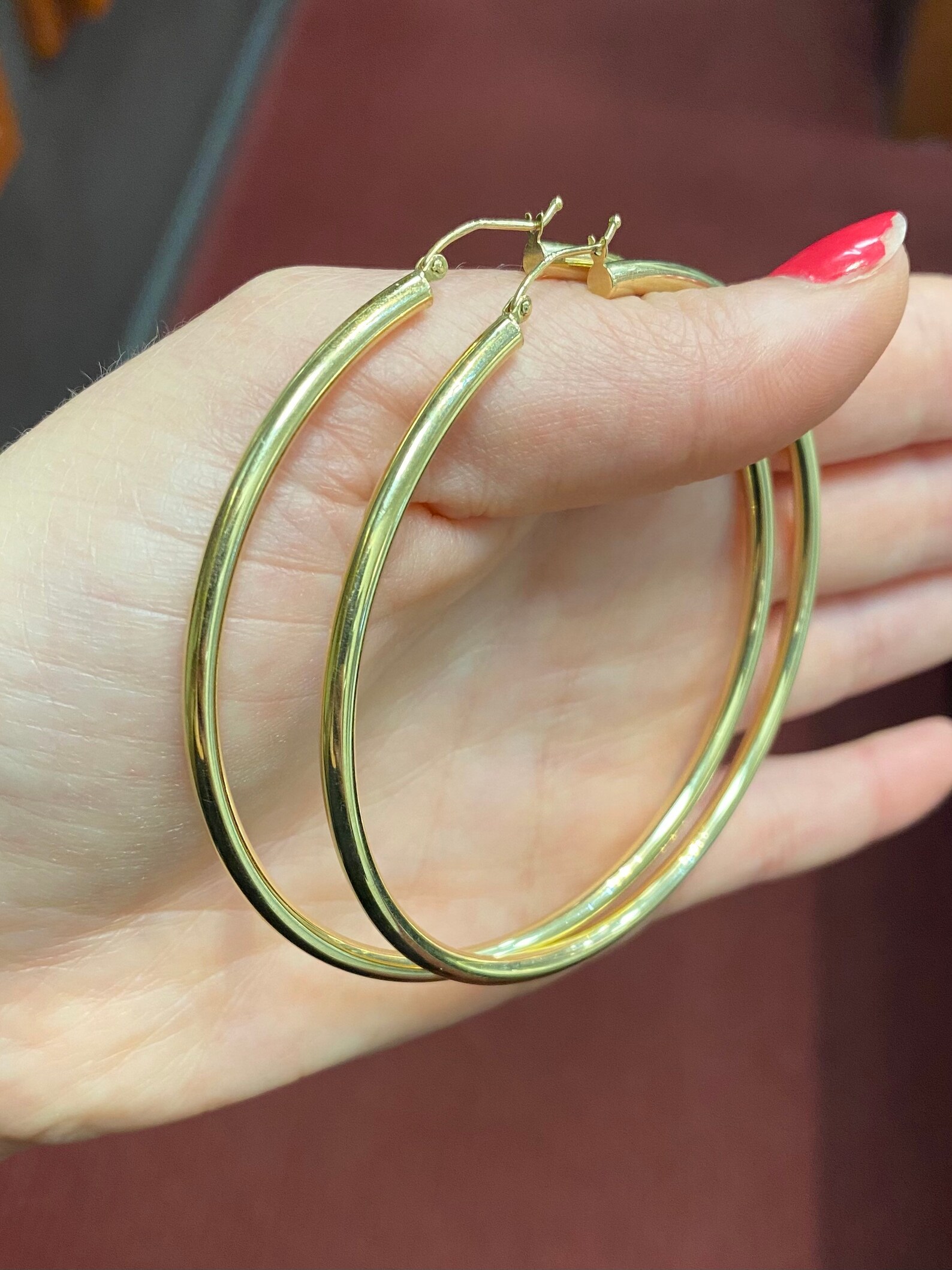 14k Solid 3 Inch Hoop Earrings. 3mm Real Gold Hoops. Timeless Etsy