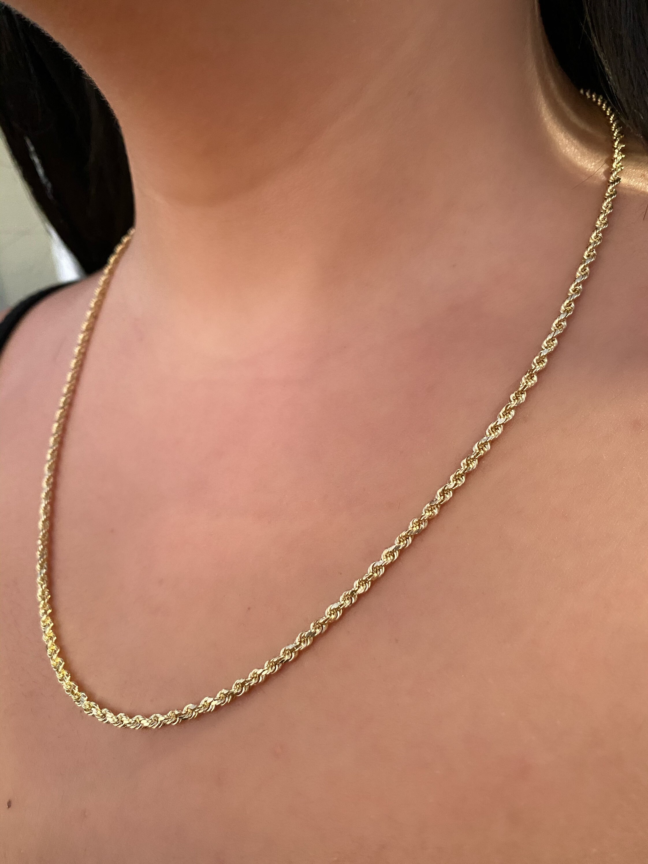 14k 2.5mm Rope Gold Diamond Cut Chain. Men’s Classic Rope Chain. 22 ...