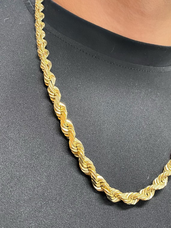 14K 8.5mm Solid Gold Rope Chain. Thick Classic Gold Rope Chain. Mens Rope Chains.