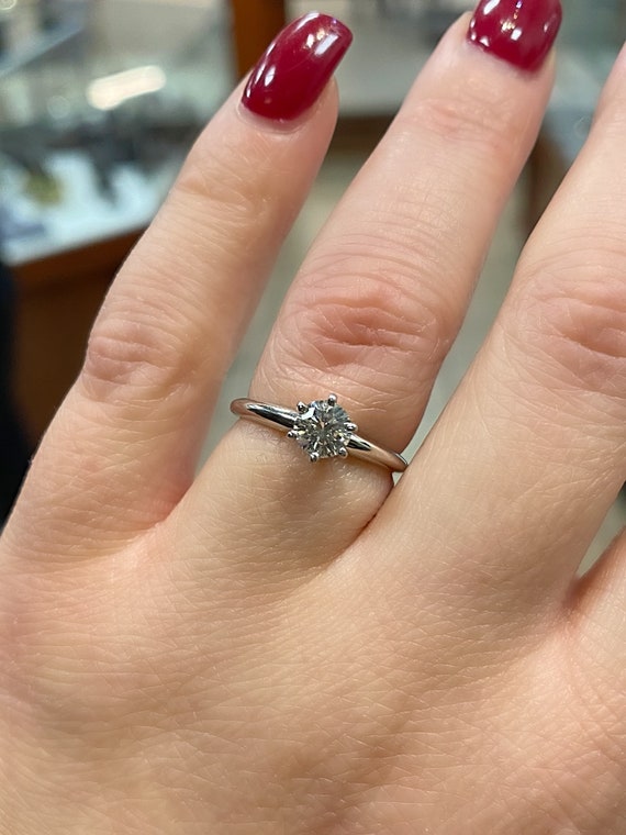 White gold round solitaire diamond ring discount