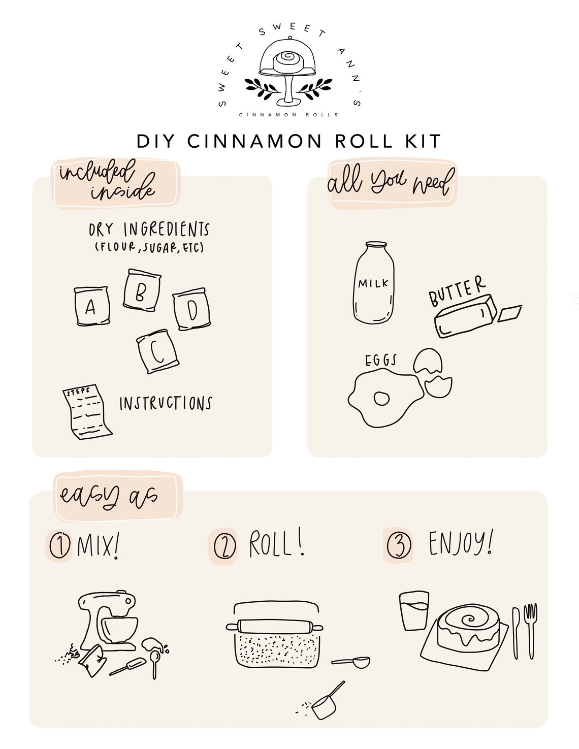 DIY Cinnamon Roll Kit Baking Box Gift Set Date Night Party Etsy