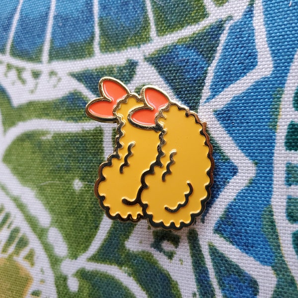 Los Tokyo - Delicious Golden Fried Japanese Shrimp Tempura Premium Enamel Lapel Pin ( 1.5 inches / 38 mm )