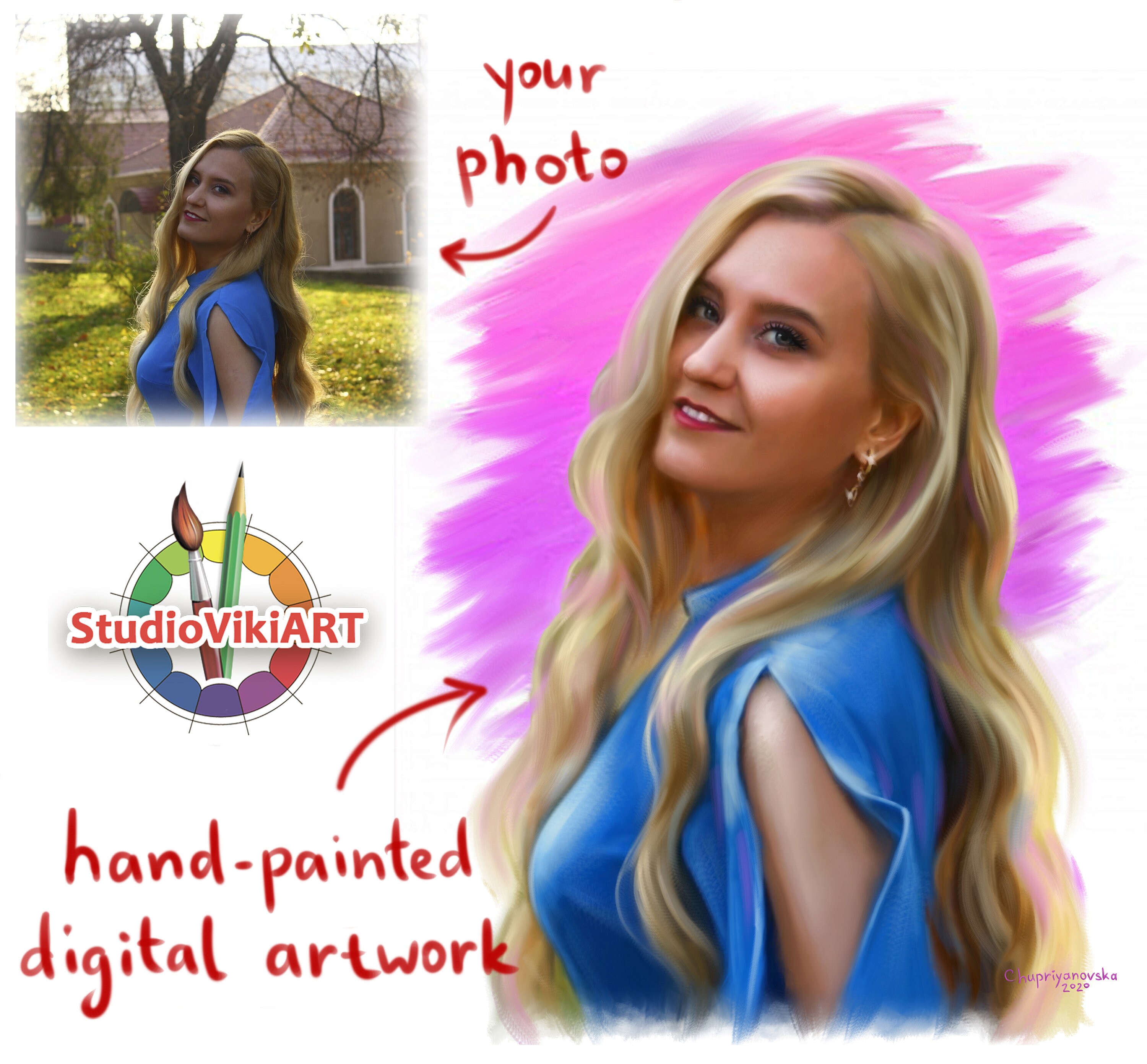 Handpainted Digital Art Portrait From Photo. Digital File or Etsy UK