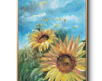 Original Oil Painting Sunflower Field - Art by Ukrainian seller Tetiana Kritska