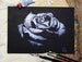 Rose black and white painting. Original oil artwork in oil on paper. Gift for her. Vintage style monochrome floral artistic sketch 