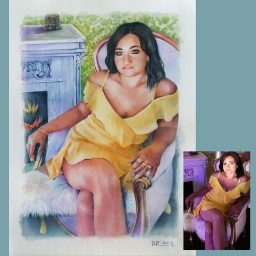 Custom portrait by photo 100% hand painted Watercolor portrait painting Personalized gift Custom shops original artwork from your photo