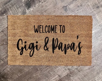 Grandparent Doormat, Personalized Grandparent Gift, Grandparent Gift, Welcome to Grandma and Grandpa’s, Custom Grandparent Gift