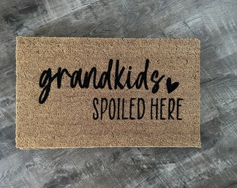 Grandkids Spoiled Here Doormat, Grandparent Doormat, Grandparent Christmas Gift, Welcome to Grandma and Grandpa’s, Grandparents Door Mat