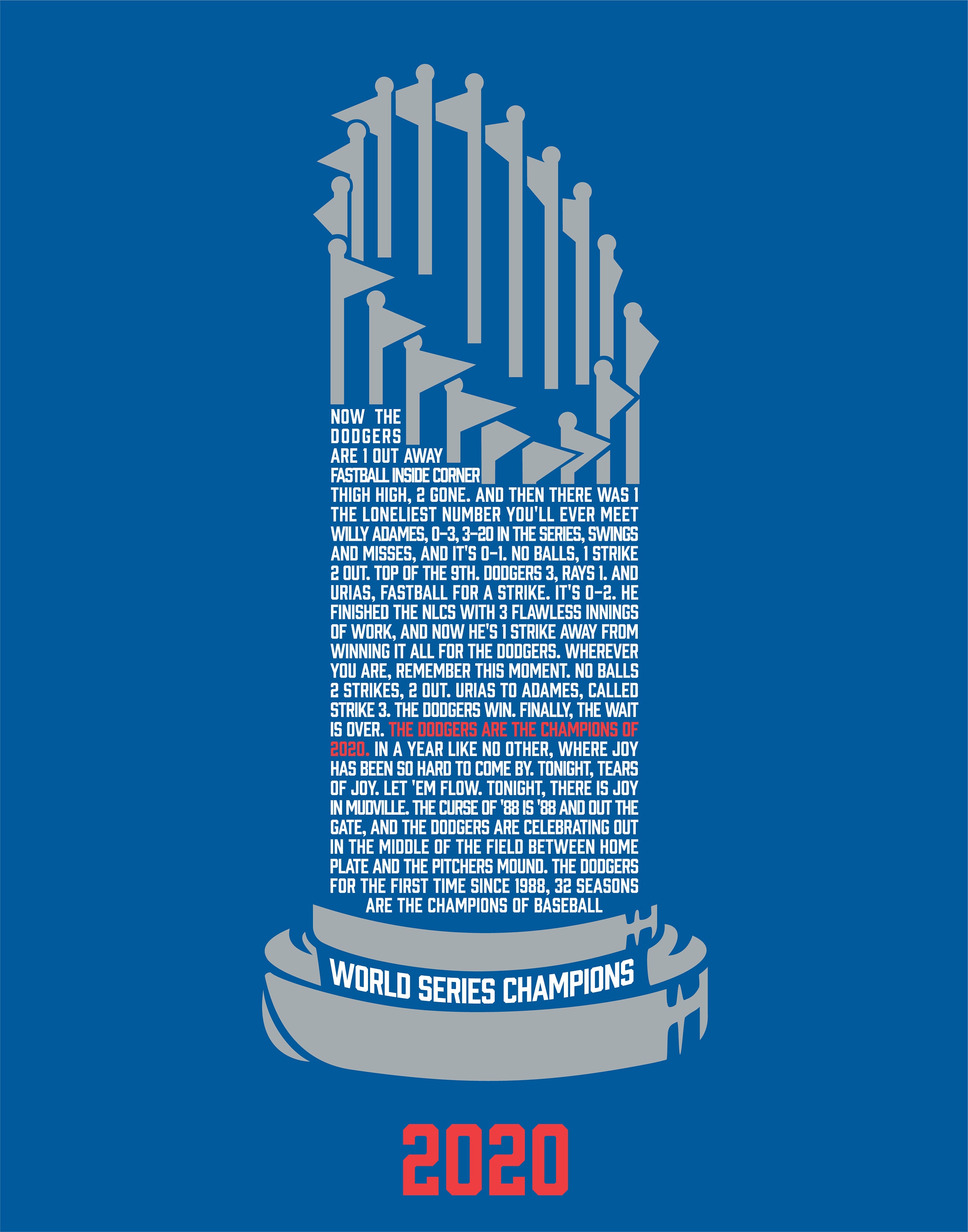 Los Angeles Dodgers 2020 World Series Poster