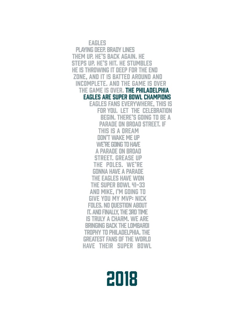 Philadelphia Eagles Super Bowl Print - Etsy