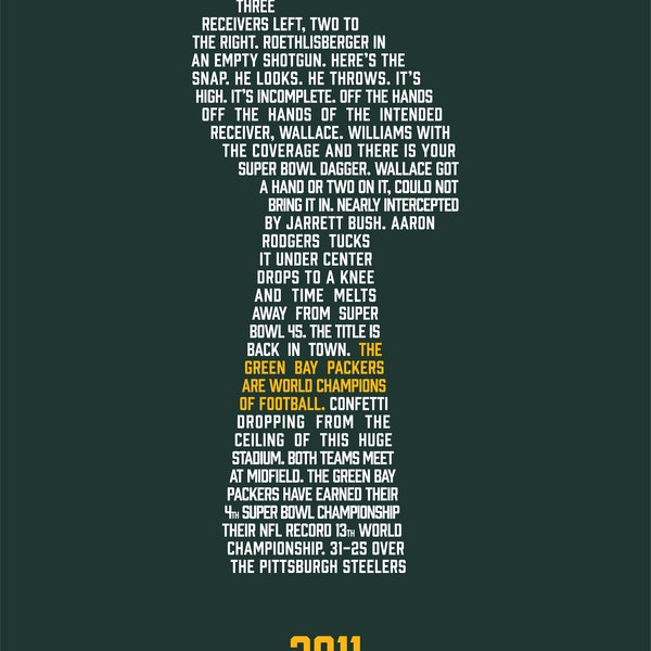 Green Bay Packers 2011 Super Bowl Poster