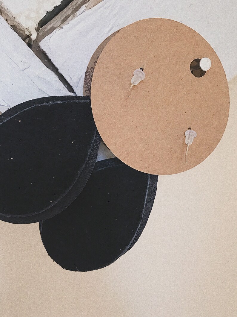 Genuine Leather Black Teardrop Lightweight Drop Earrings Recycled Genuine Leather Statement Dangle Earrings