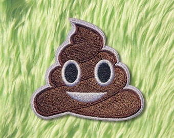 Poo Emoji gestickter Aufnäher | Witziges Bügelbild für Jacken, Taschen & Meme Lover