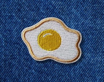Spiegelei gestickter Aufnäher | Frühstück Essen Bügelbild Taschenzubehör