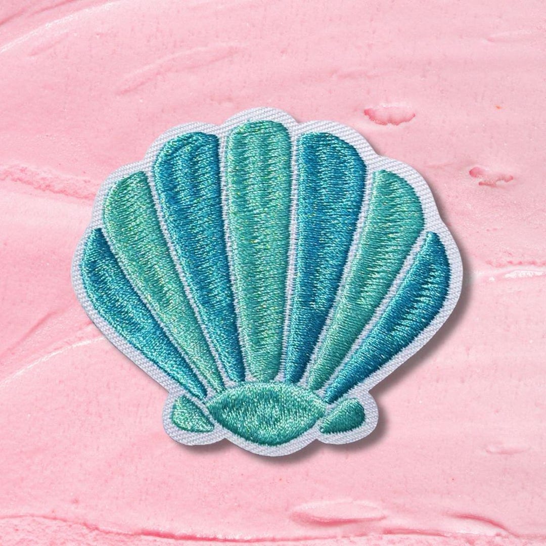 Embroidered Clam Shell Patch | Mermaid Iron-on Bag Patch - Etsy