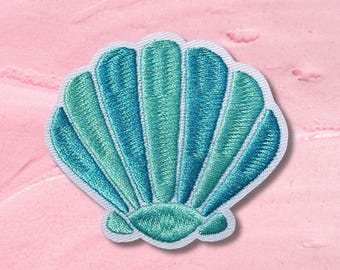 Gestickter Muschelaufnäher | Bügelbild Meerjungfrau