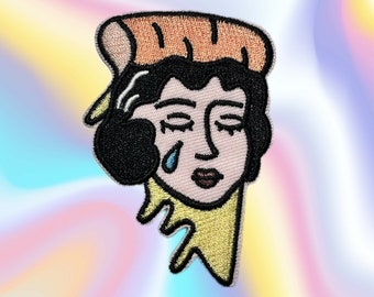 Emo Pizza Mädchen Gestickter Aufnäher zum Aufbügeln