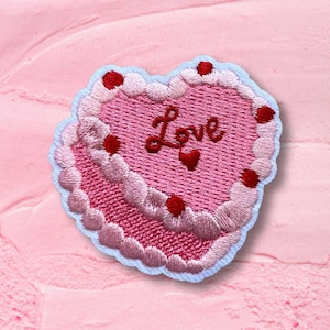 Pink Cake embroidered iron on patch