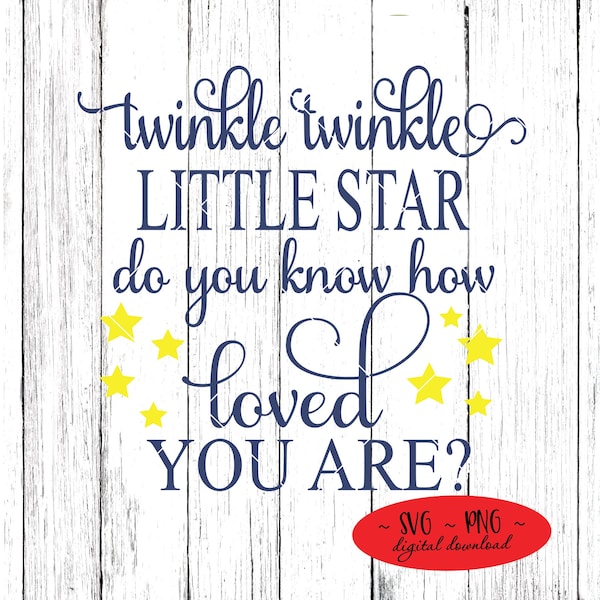 Twinkle Twinkle Little Star Do You Know How Loved You Are Cutting File Digital Download svg png Not A Physical Product