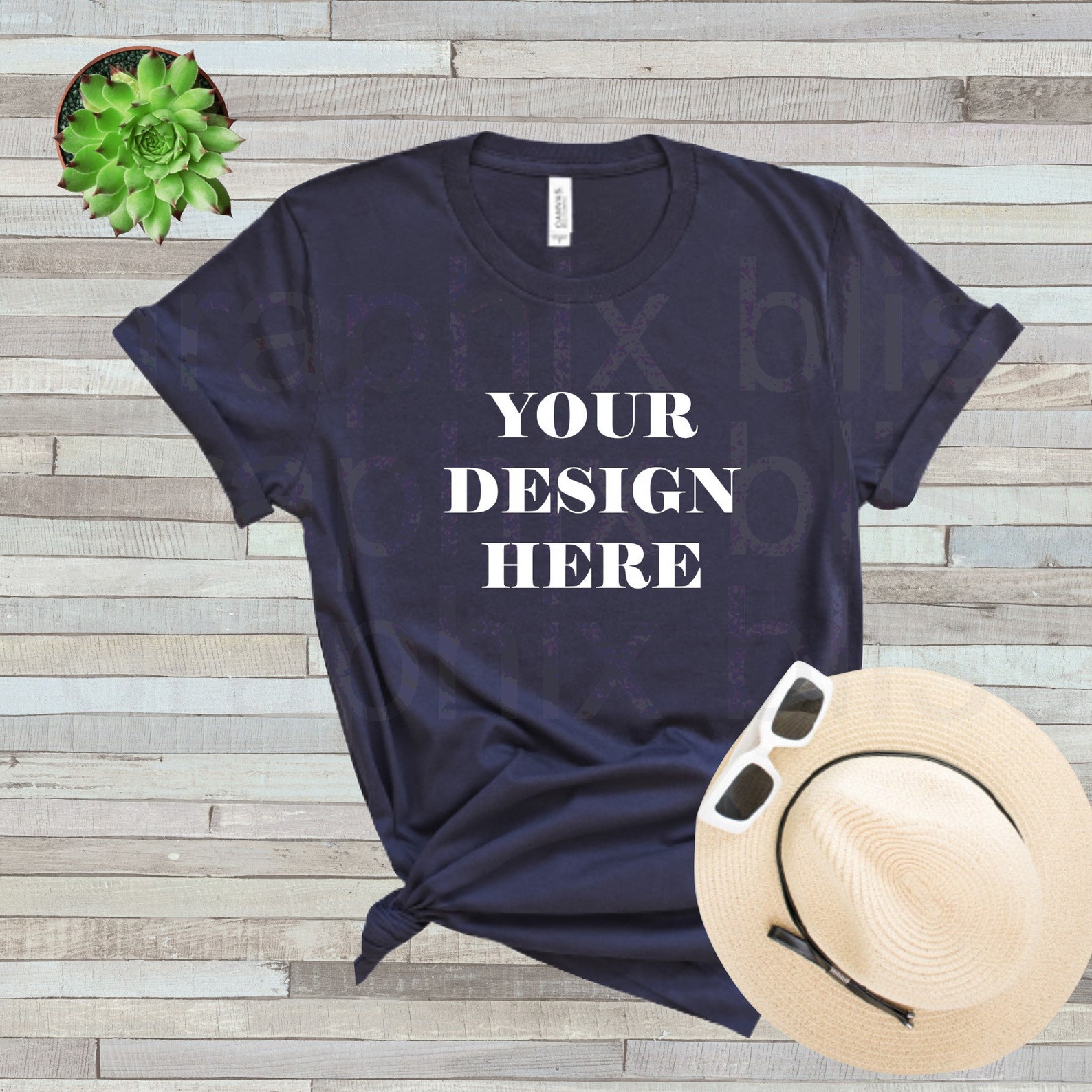 Download Bella Canvas 3001 Navy Blue T Shirt Mockup White Wood | Etsy