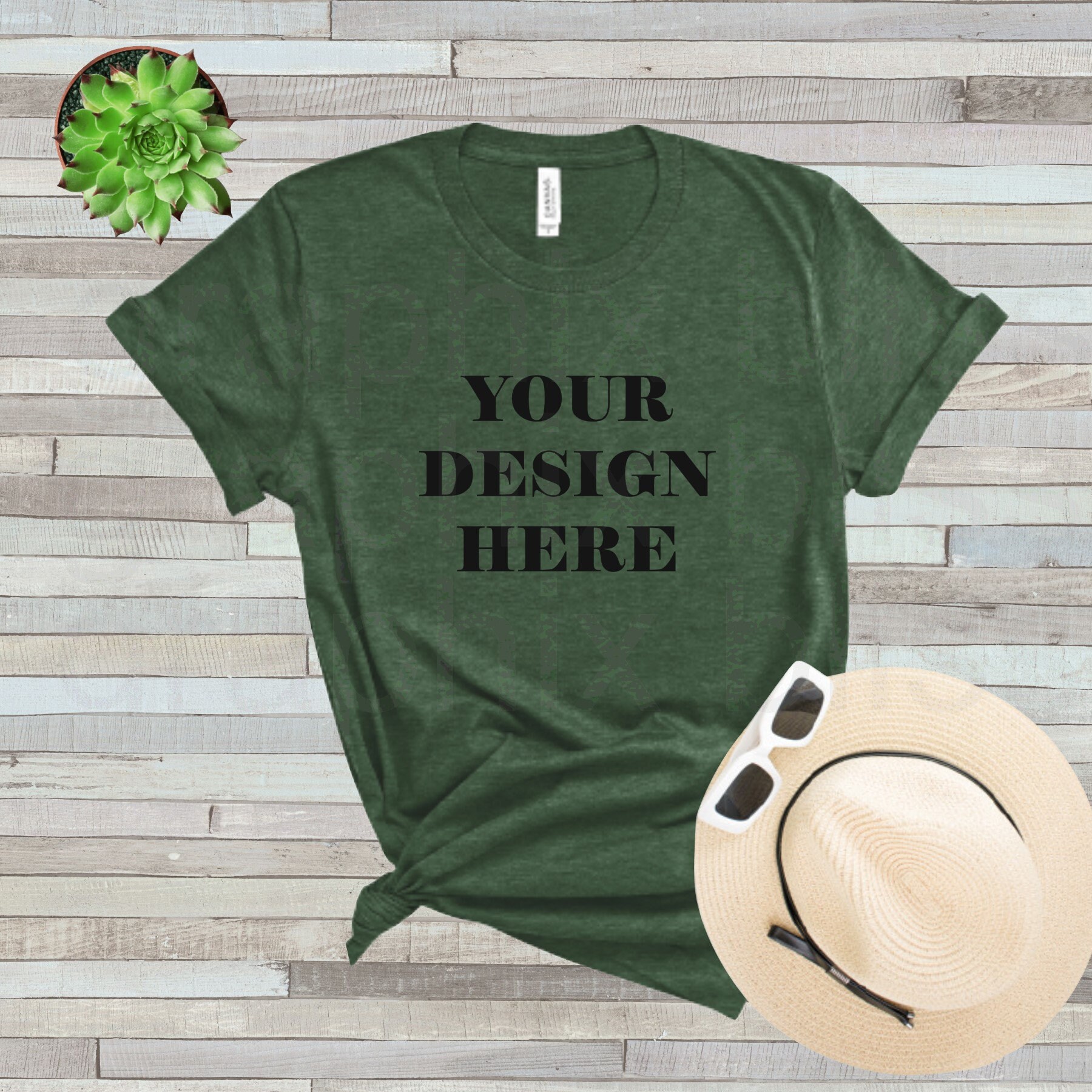Download Bella Canvas 3001 Heather Grass Green T Shirt Mockup White ...