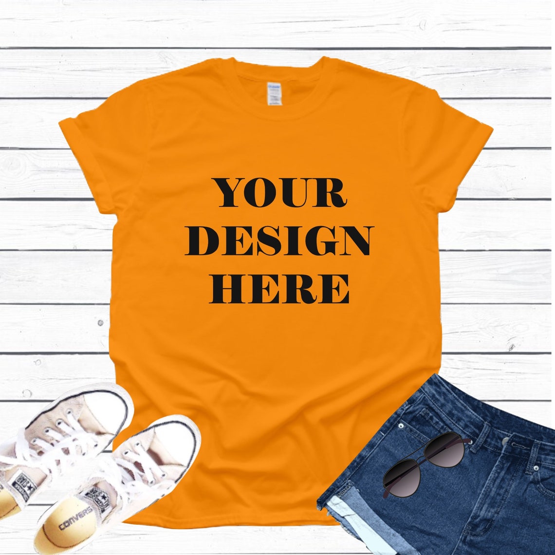 Gildan Tennessee Orange T Shirt Mockup White Wood Background | Etsy