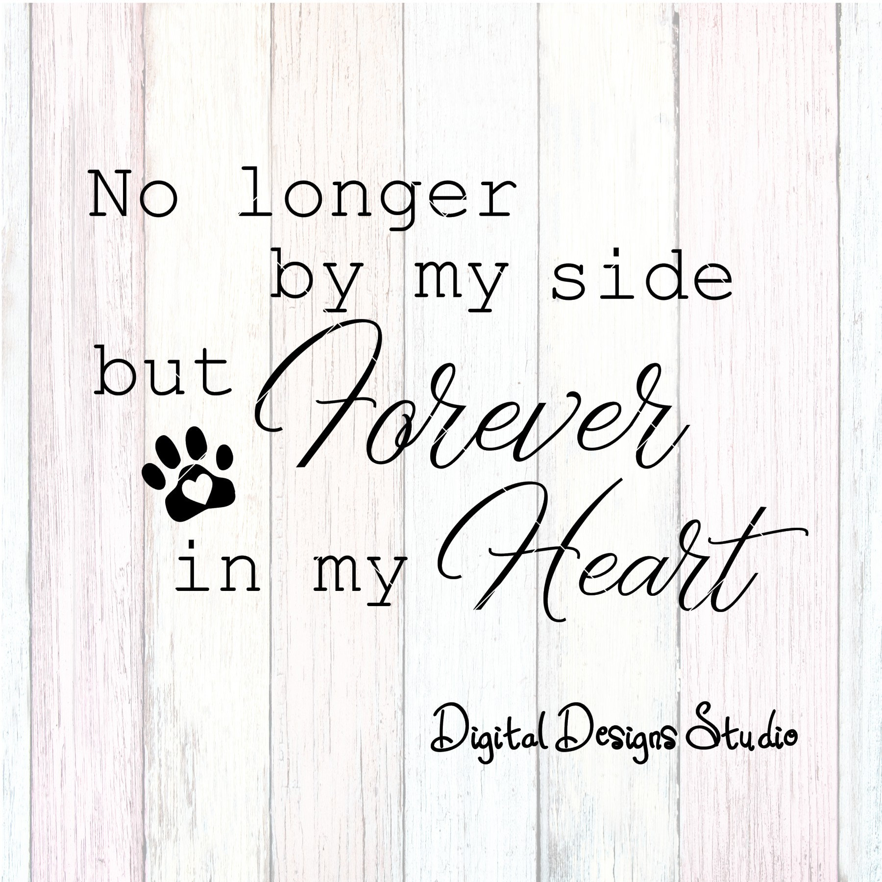 No Longer By My Side But Forever In My Heart Pet Dog Cat Memorial In Memory Of Cutting File Digital Download svg png