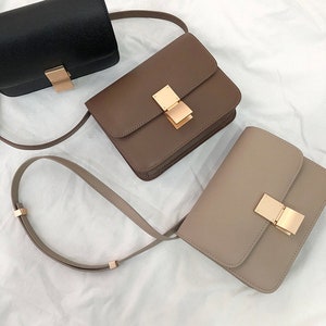 Calfskin Leather Crossbody Bag Saffiano Leather Structured 