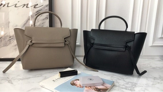 taupe leather tote bag