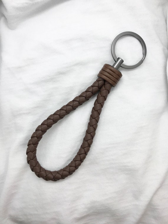 braided leather keychain
