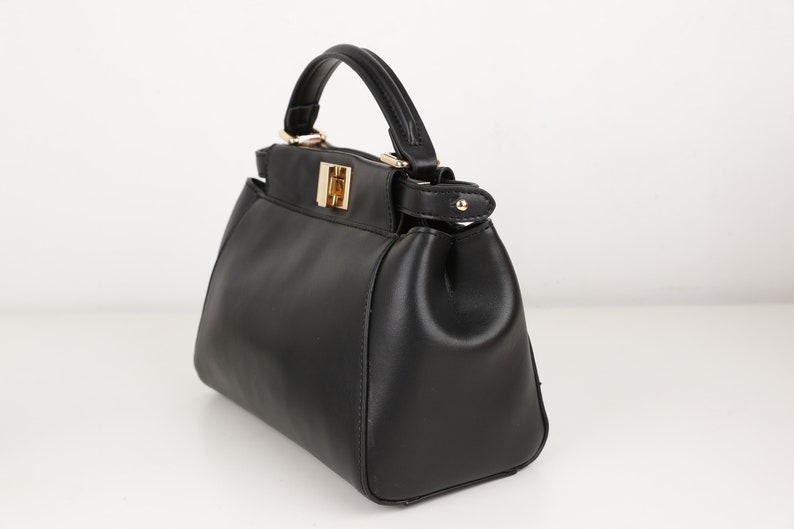Black Calfskin Leather Handbag Black Calfskin Leather Purse | Etsy