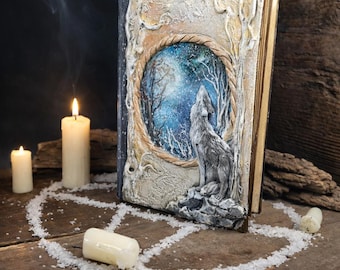 Handmade Wolf Grimoire – Mystical Nature Journal for Witches & Fantasy Lovers