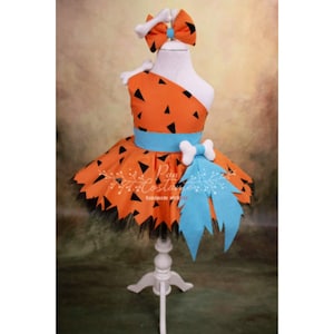 Pebbles Costume, Pebbles Outfit, Flintston Pebbles Clothing, Pebbles Birthday Dress