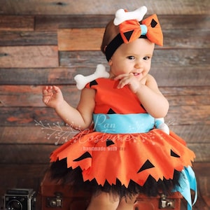 Pebbles Costume for Baby, Flintstones Birthday Party Dress