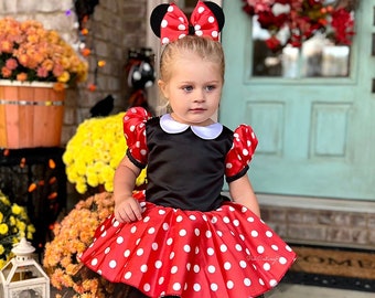 Vestido de Minnie Mouse para bebé, disfraz de cumpleaños para niña pequeña