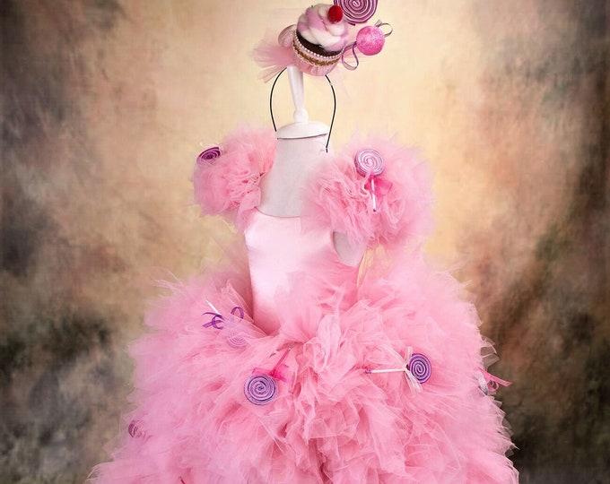 Cotton Candy Dress, Candy Birthday Theme, Pink Flower Girl Dress, Ball Gown.
