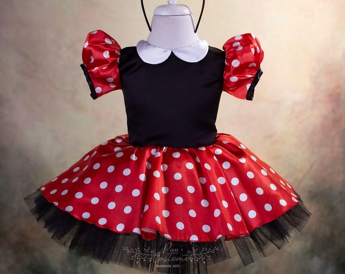 Minnie Mouse Birthday outfit for kids. Minnie Mouse Inspired Costume. Baby First Birthday Dress.