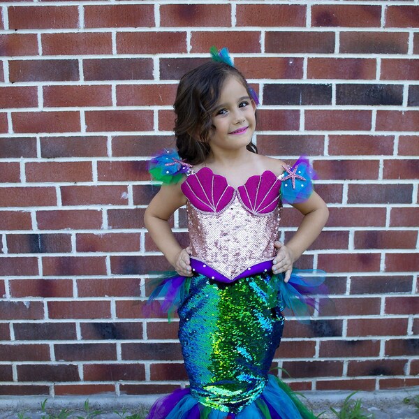 Vestido de fiesta de cumpleaños de sirena, disfraz de sirena Ariel, disfraz de Halloween de sirena