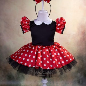 Minnie Mouse Birthday outfit for kids. Minnie Mouse Inspired Costume. Baby First Birthday Dress.