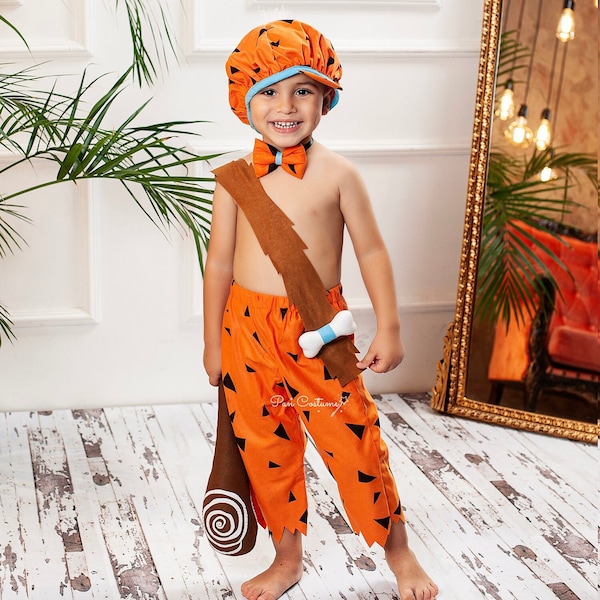 Costume Carnevale Flintstones Bam Bam Per Bambini - Taglia 5-6 Anni - Completo Nuovo