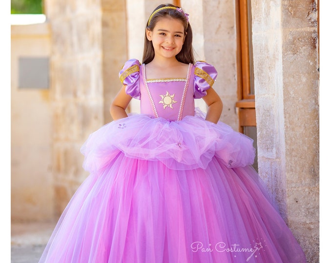 Featured listing image: Tangled Princess Rapunzel Dress, Disney Inspired Rapunzel Costume for Girls